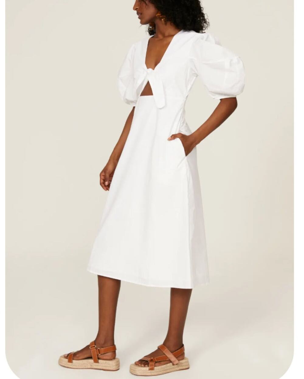Rhode White Prairie Midi Dress SIZE 14 Cottage Cotton Cutout Vacation Party $475
